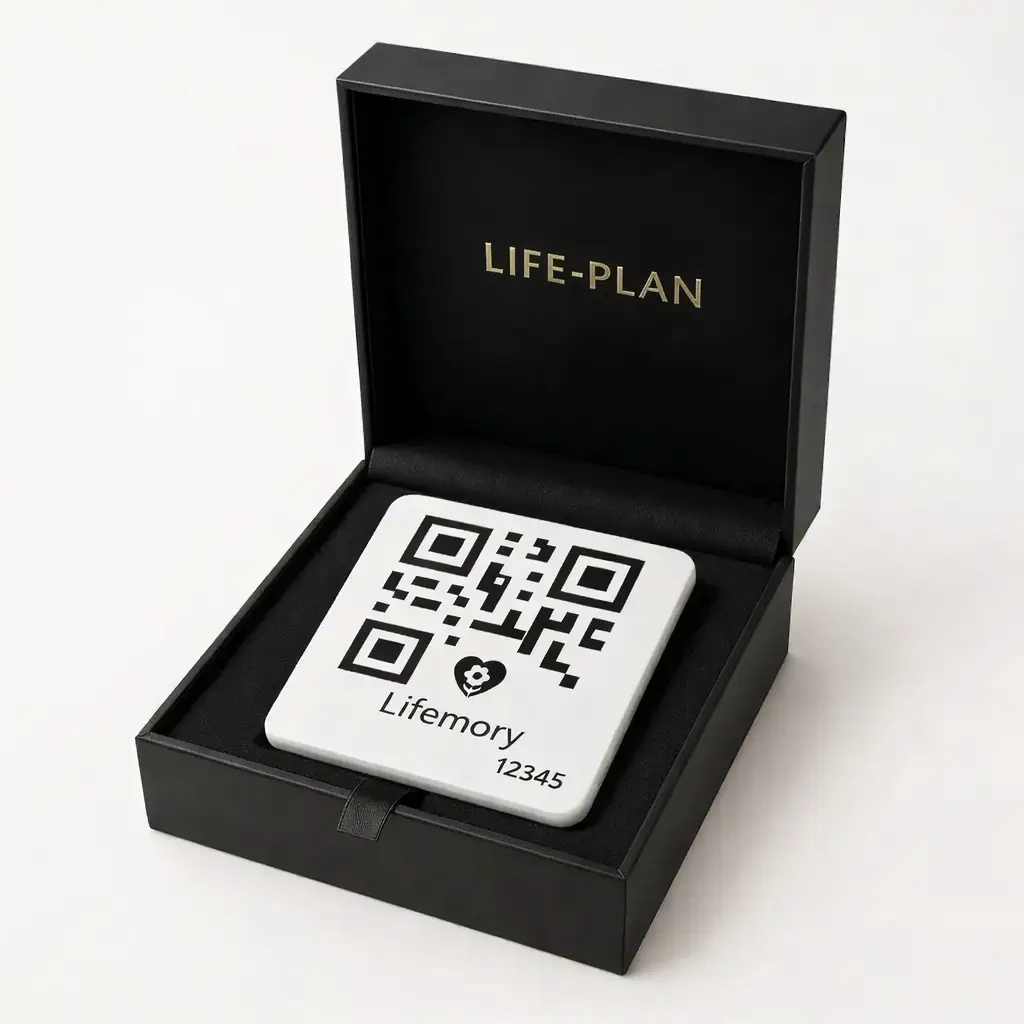 Plăcuță ceramică premium cu cod QR, rezistentă la exterior